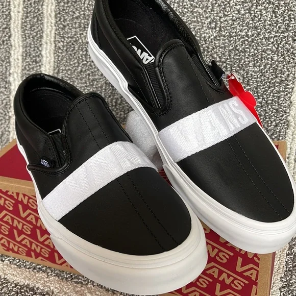 Vans Shoes Vans Classic Slipon Leather Webbing Black True